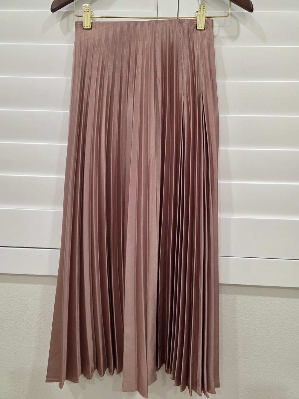 Zara Dusty Rose Pleated Satin Maxi Skirt